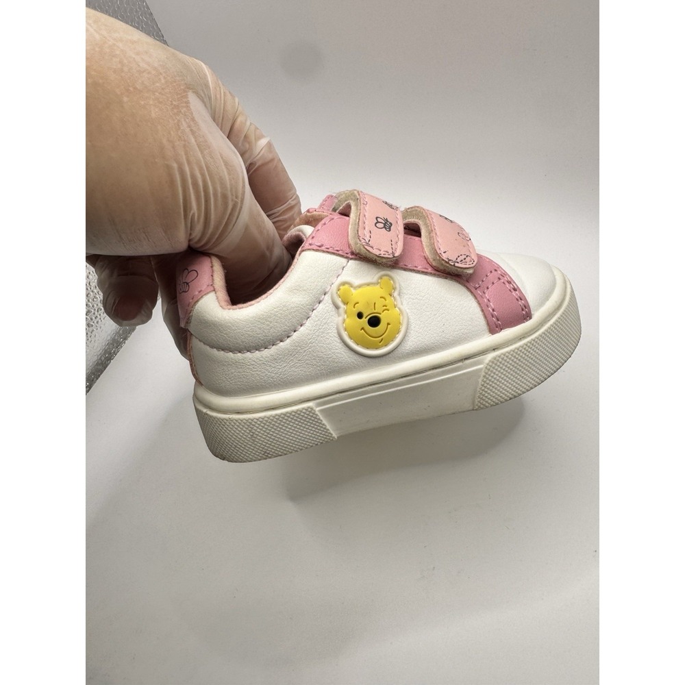 Disney Baby Winnie The Pooh Toddler Kids Sneaker Size 3 Pink /White Hook & Loop